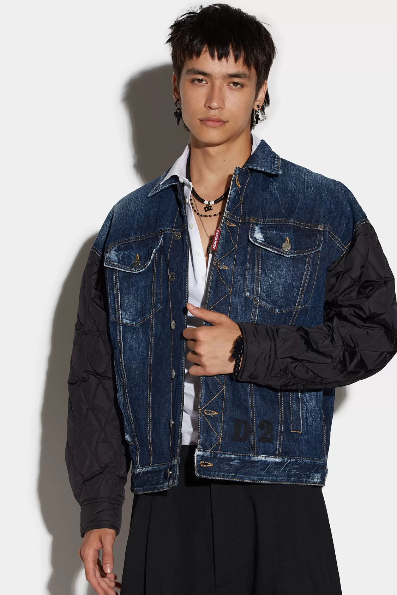 Dsquared2 D2 Quilted Mix Dropped Shoulder Jean Jacket<Hombre Abrigos & Prendas Exteriores