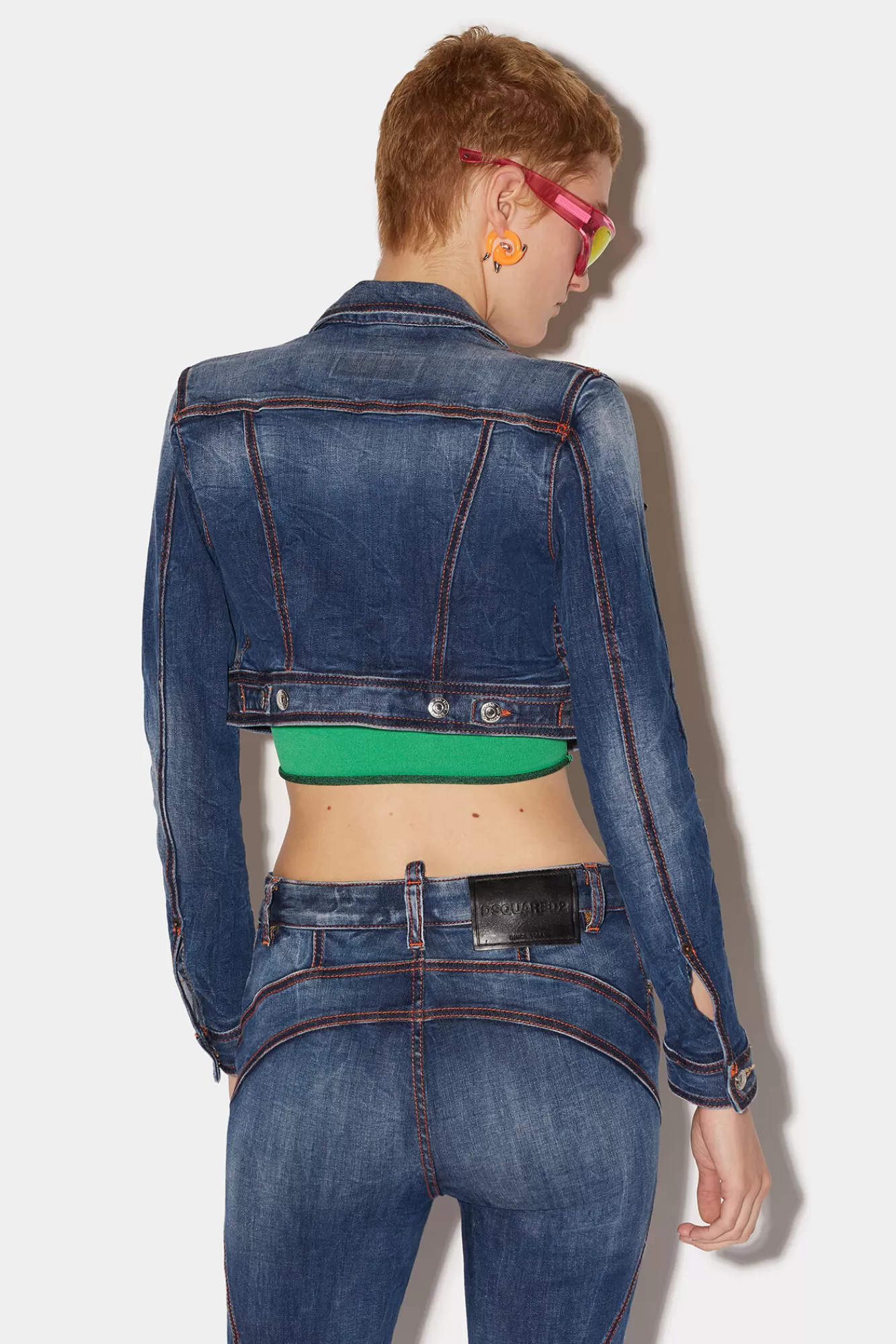 Dsquared2 Dark Fade Wash Surfer Cropped Jacket<Mujer Abrigos & Prendas Exteriores