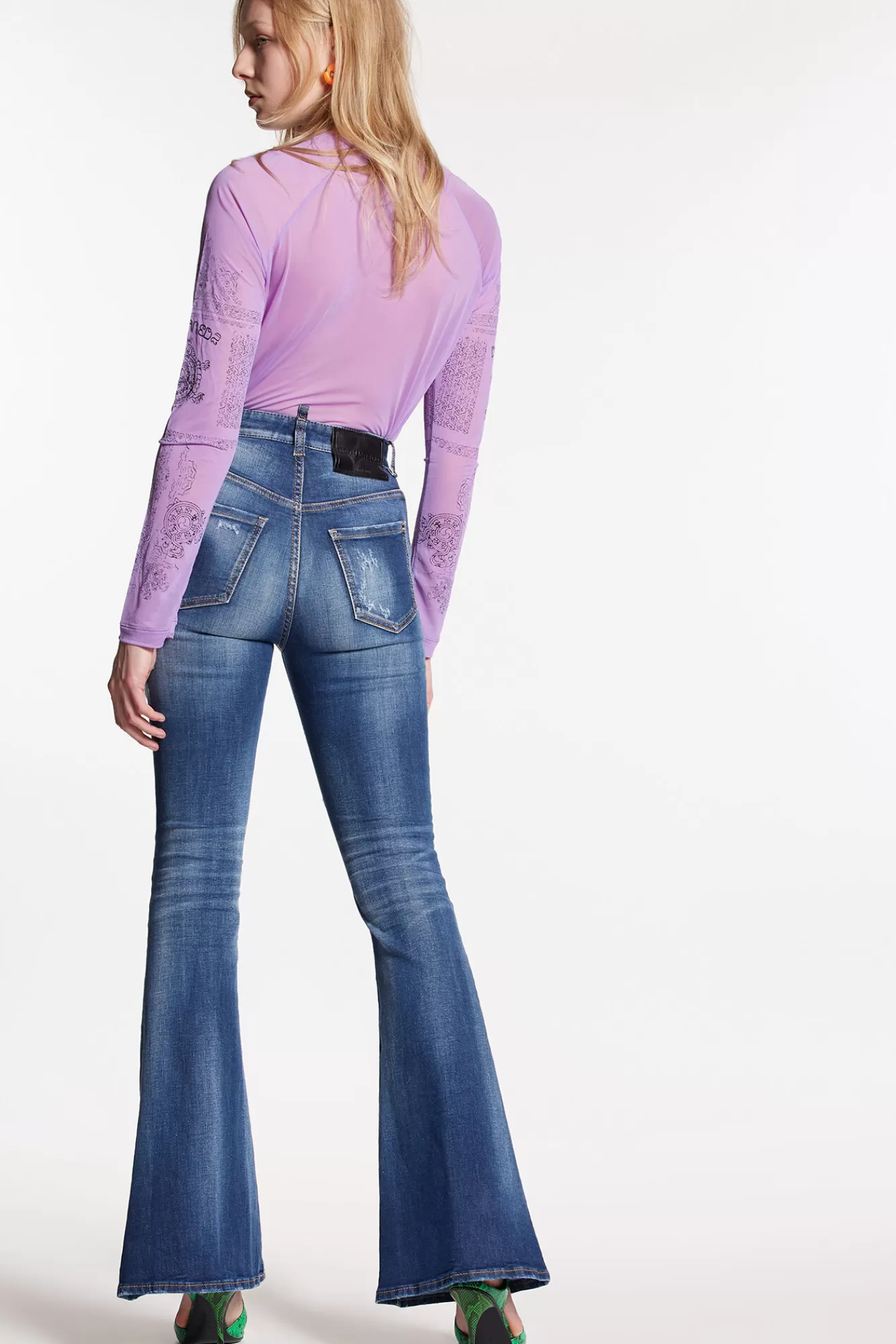 Dsquared2 Dark Fade Wash Surfer Flare <Mujer Jeans