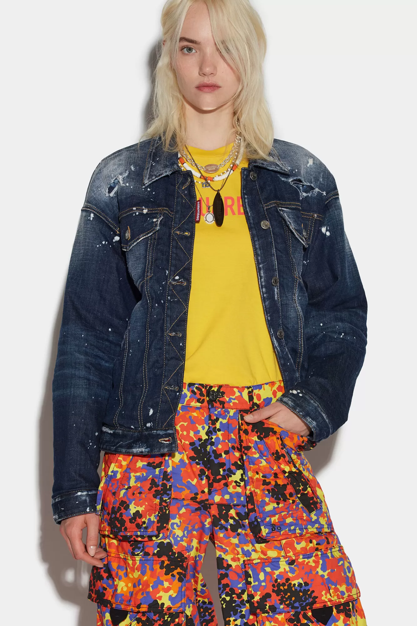 Dsquared2 Dark Ripped Wash Reversible Mix Jacket<Mujer Abrigos & Prendas Exteriores