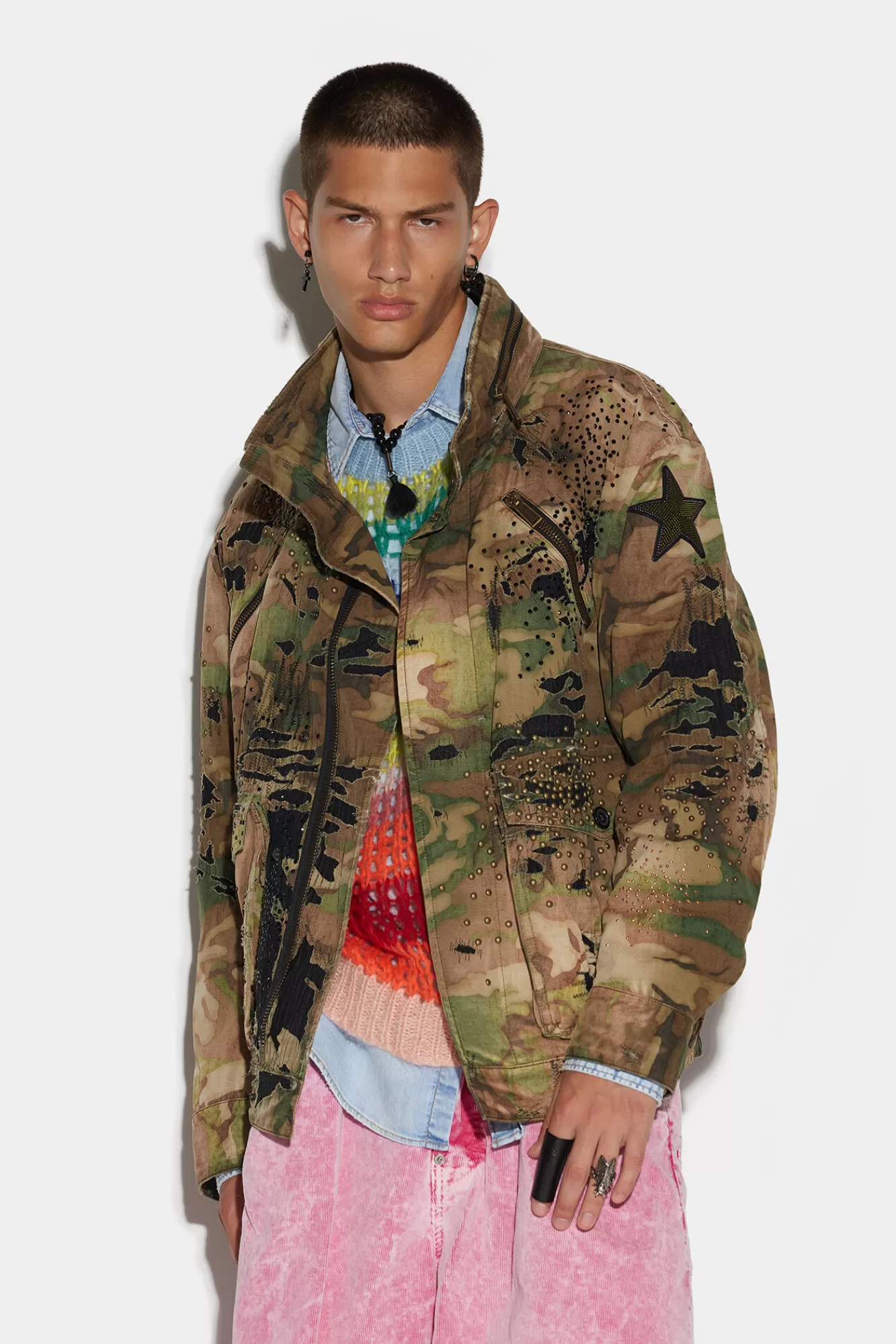 Dsquared2 Destroyed Camo Jacket<Hombre Abrigos & Prendas Exteriores