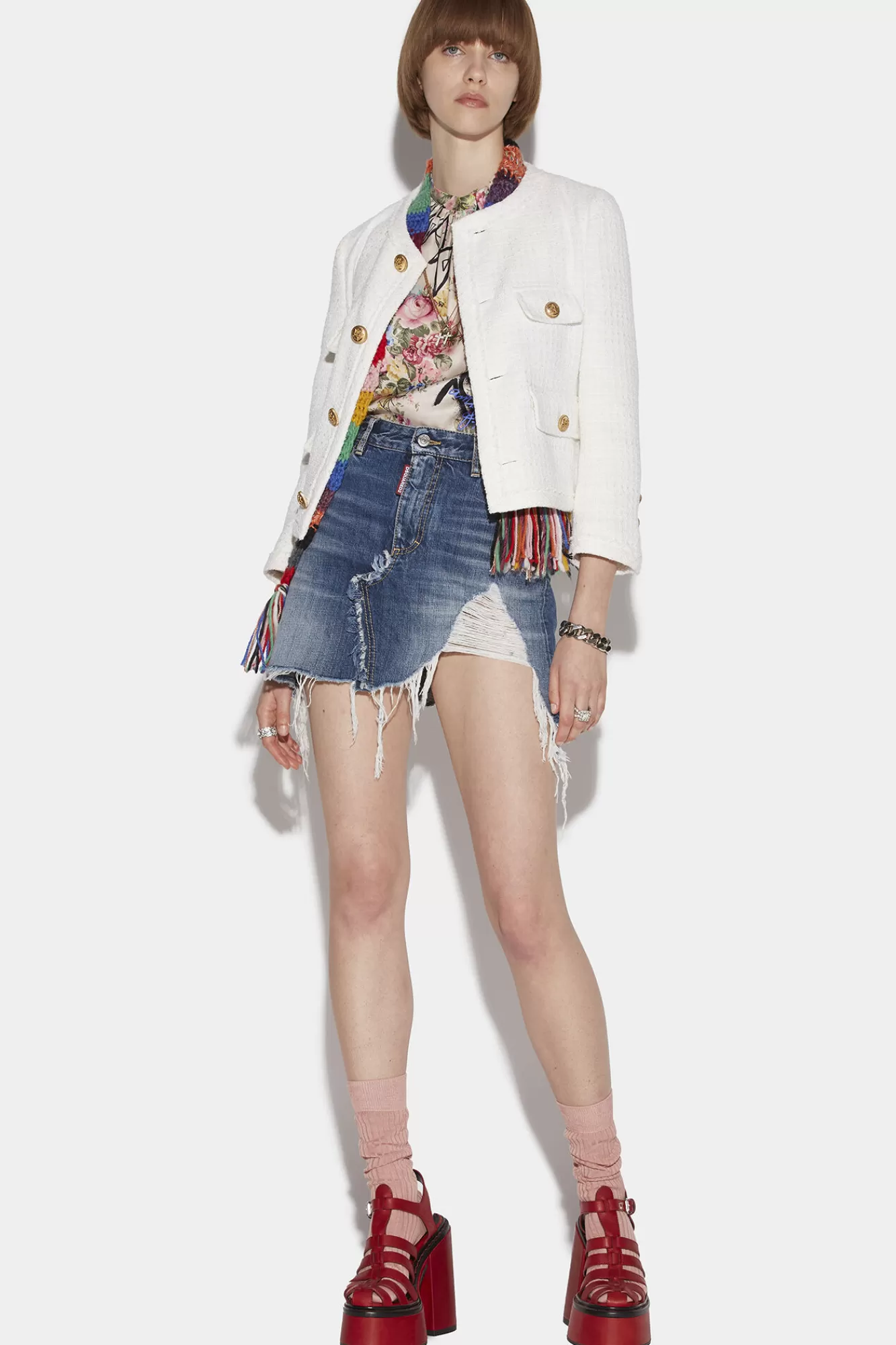 Dsquared2 Fringed Mini Skirt<Mujer Faldas