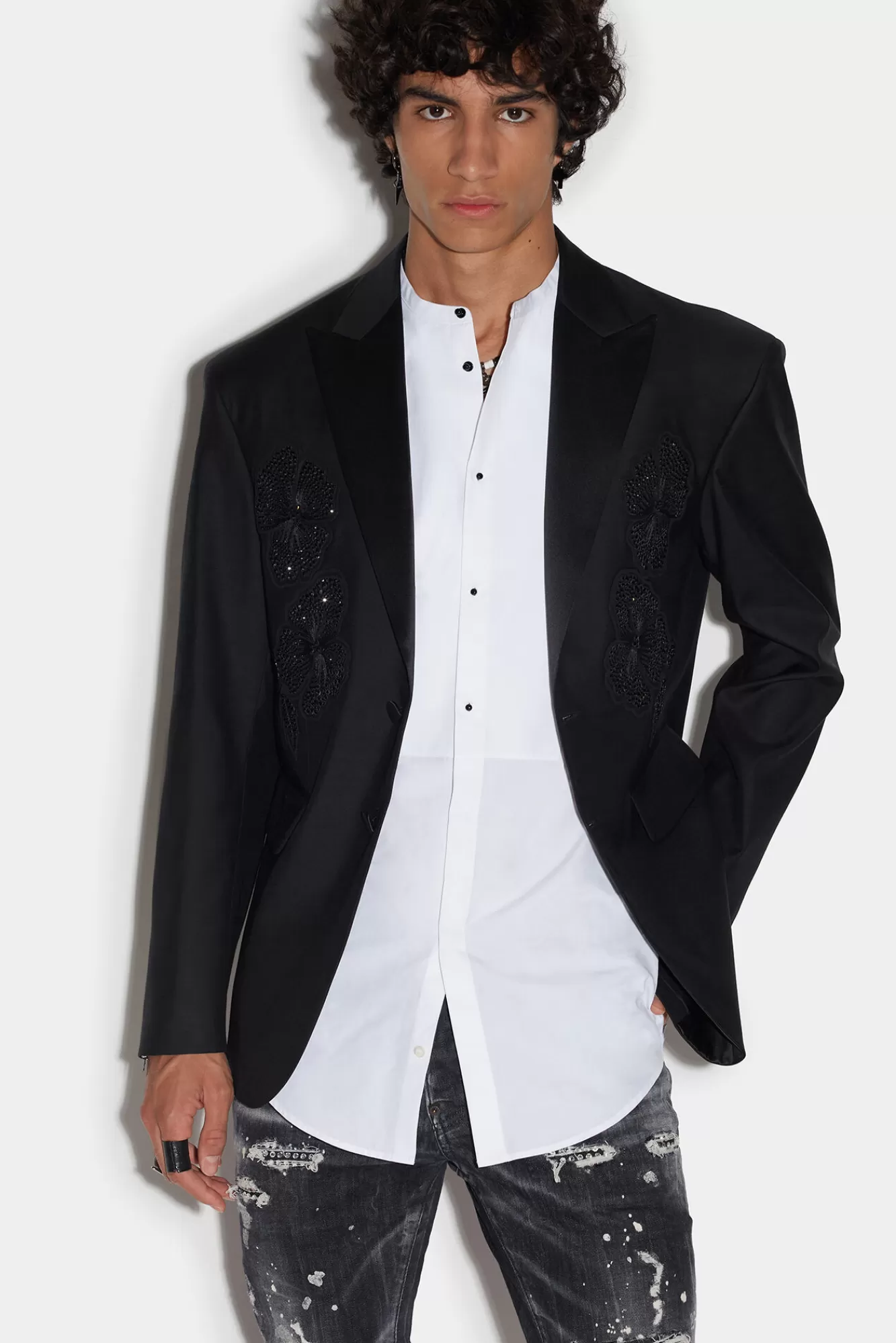 Dsquared2 Goth Flower Peak Super Relaxed Shoulder Jacket<Hombre Trajes & Blazers