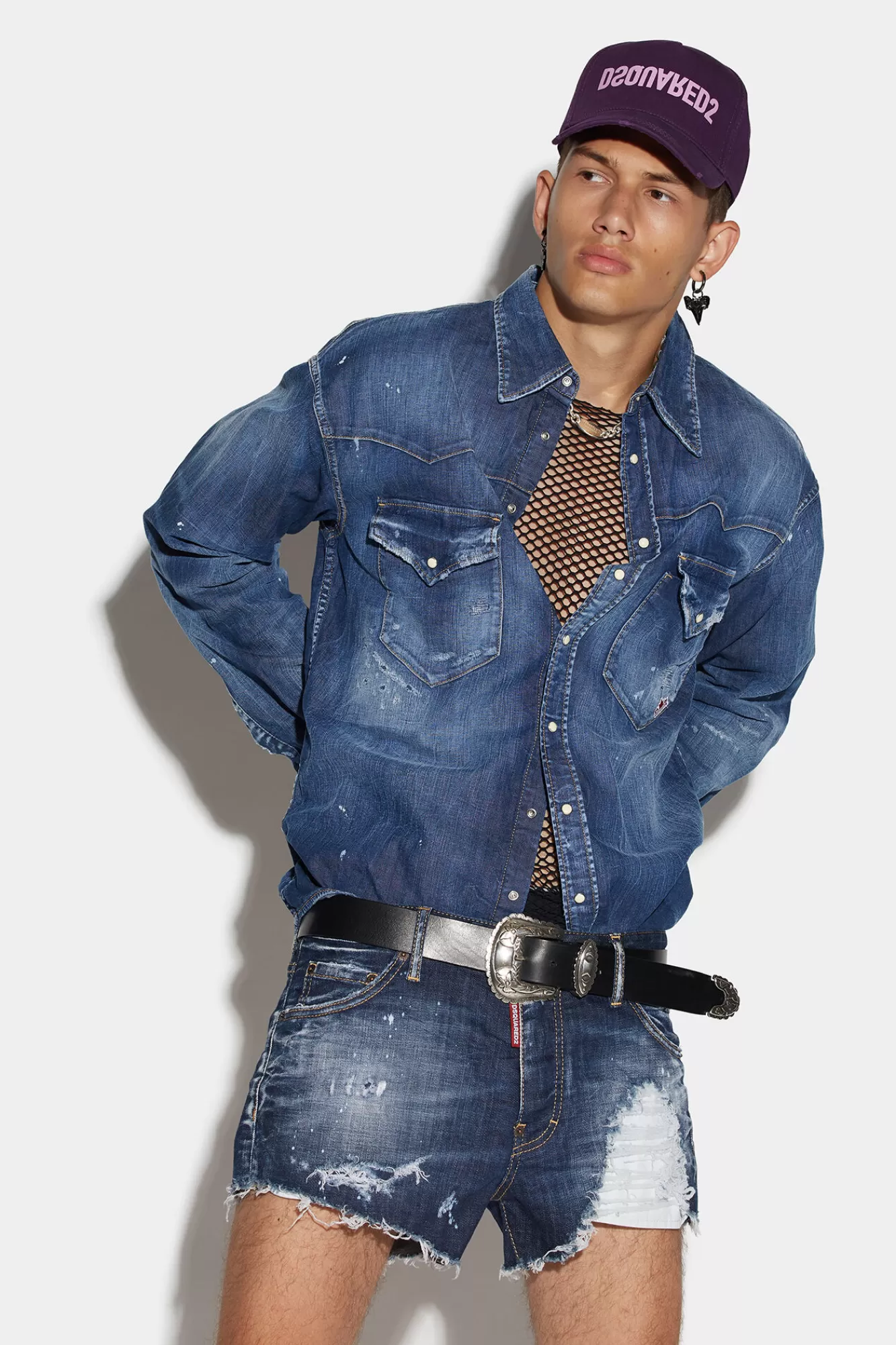 Dsquared2 Goth Surfer Dark Ripped Wash Sexy 70'S Shorts<Hombre Shorts