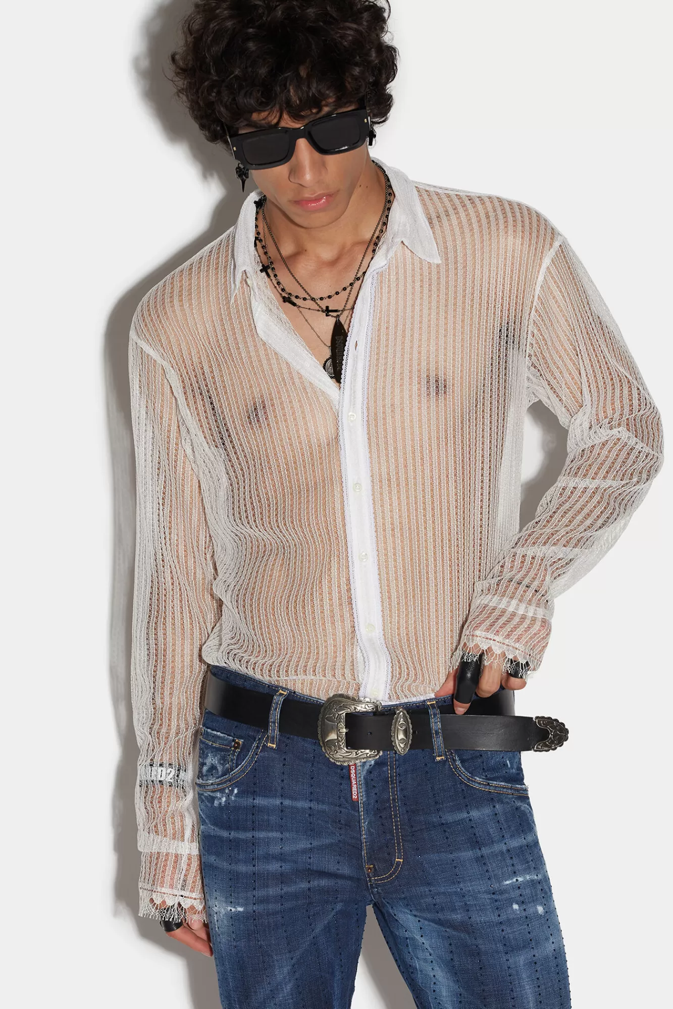 Dsquared2 Lace Dropped Shoulder Shirt<Hombre Camisas