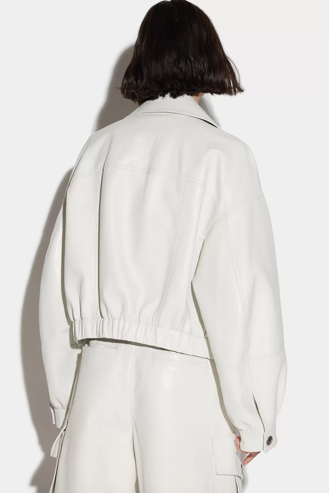Dsquared2 Leather Cropped Biker Jacket<Mujer Abrigos & Prendas Exteriores