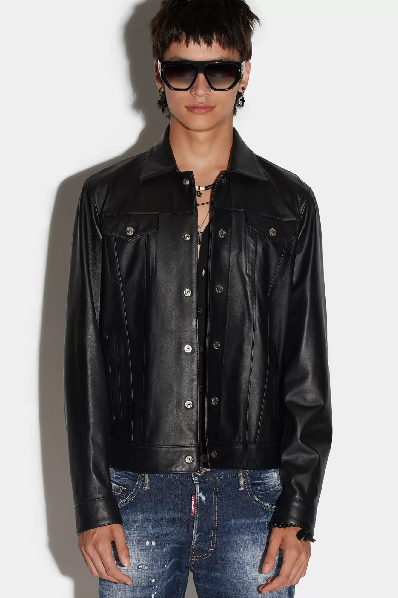 Dsquared2 Leather Dan Jean Jacket<Hombre Abrigos & Prendas Exteriores