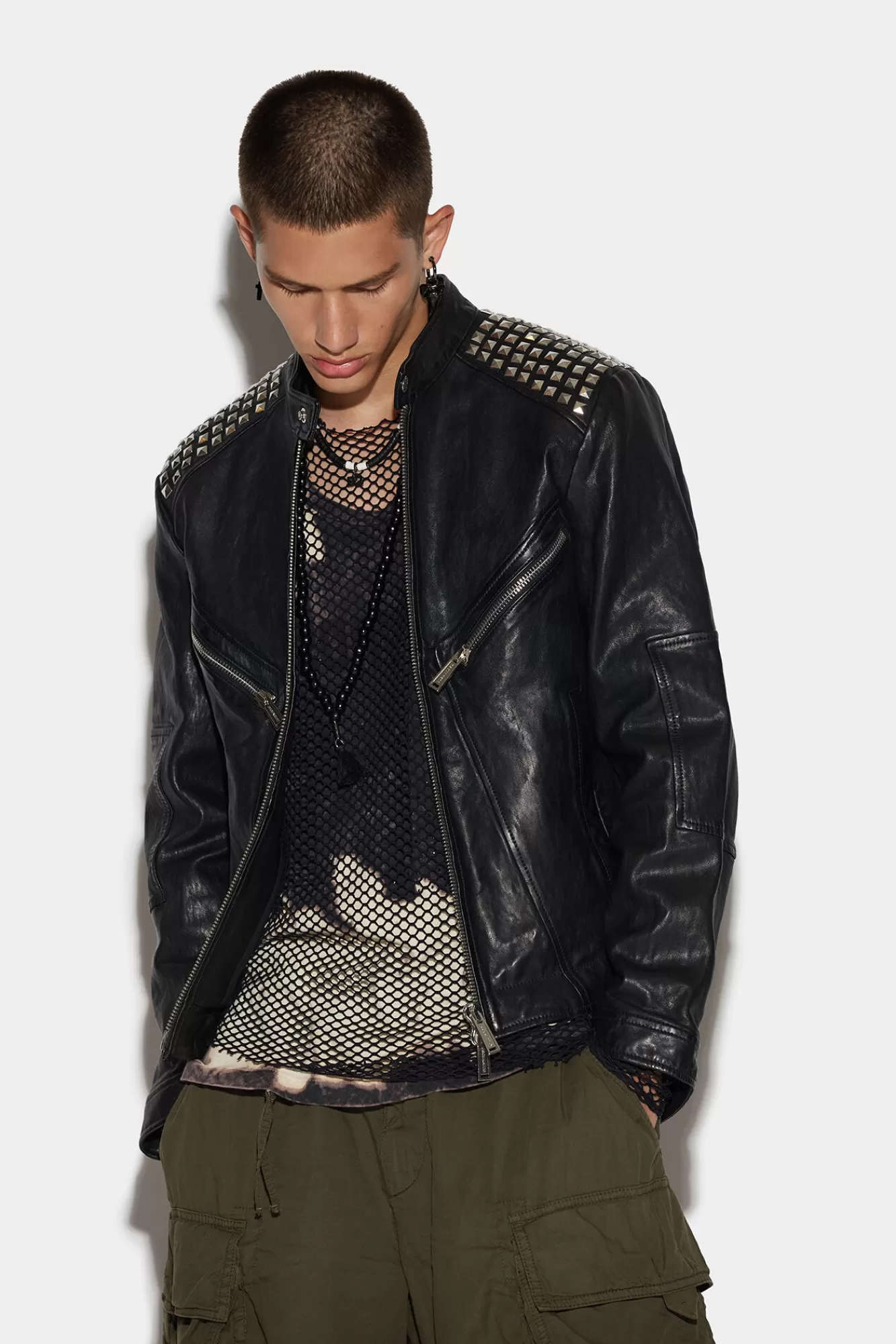 Dsquared2 Leather Multizip Biker Jacket<Hombre Abrigos & Prendas Exteriores