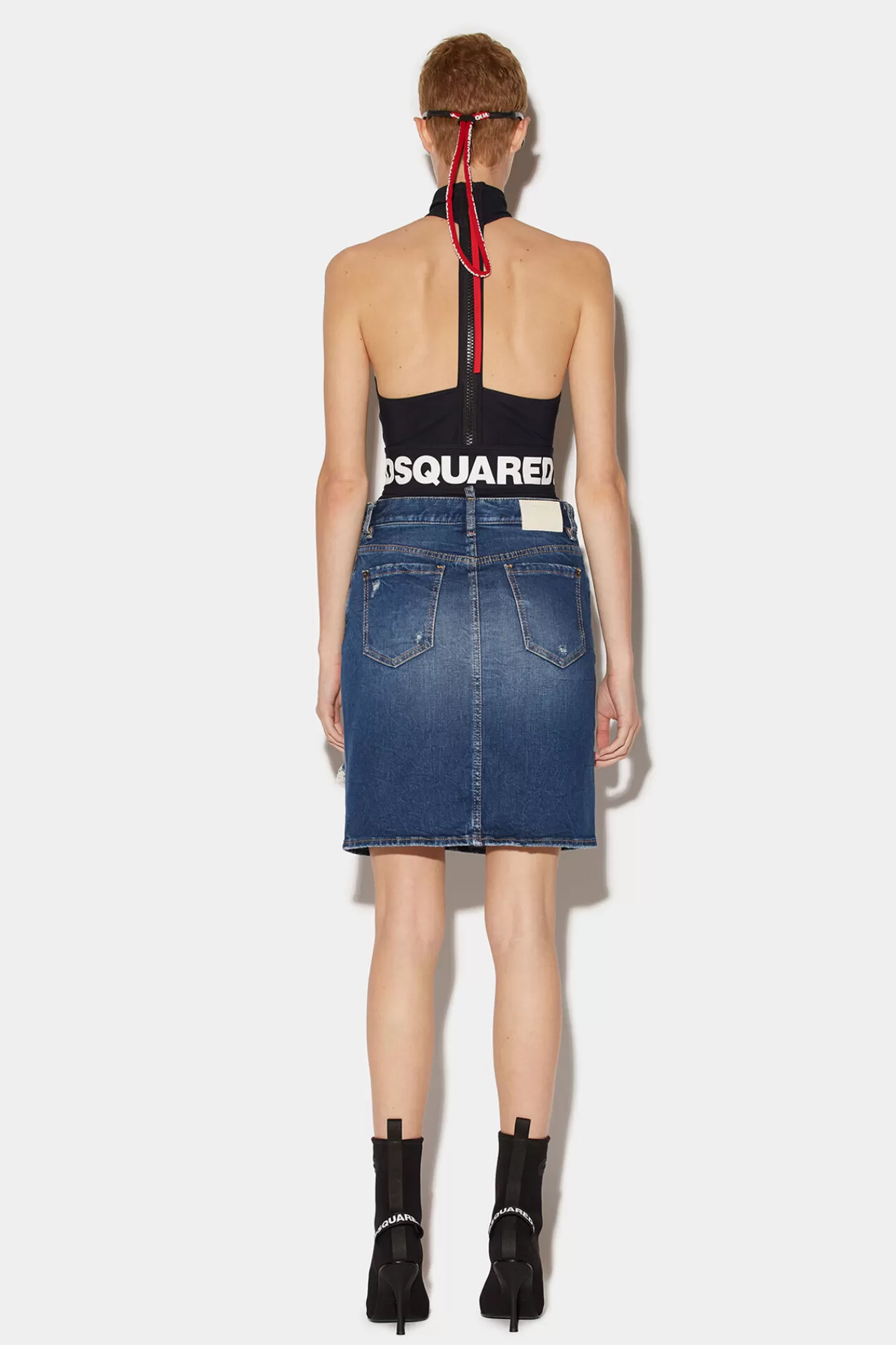 Dsquared2 Medium Clean Wash Denim Pencil Mini Skirt<Mujer Faldas