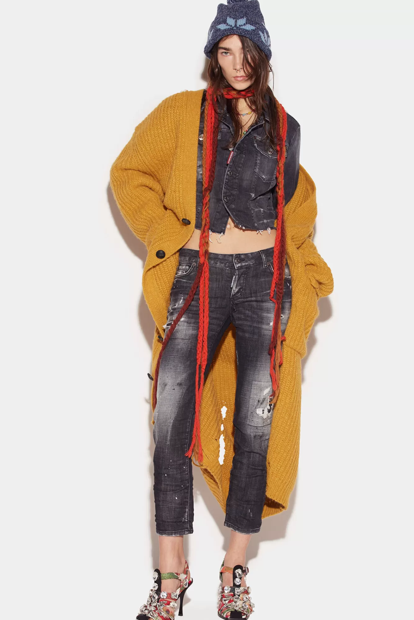 Dsquared2 Ripped Knee Wash Jennifer Cropped Jeans<Mujer Jeans